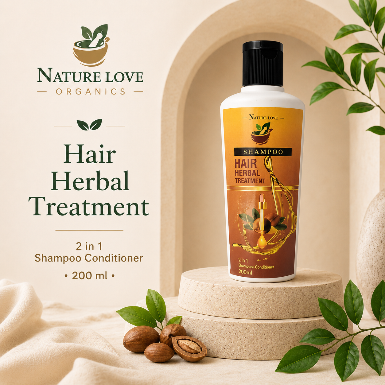 Nature Love Hair Herbal Treatment 2-in-1 Shampoo & Conditioner