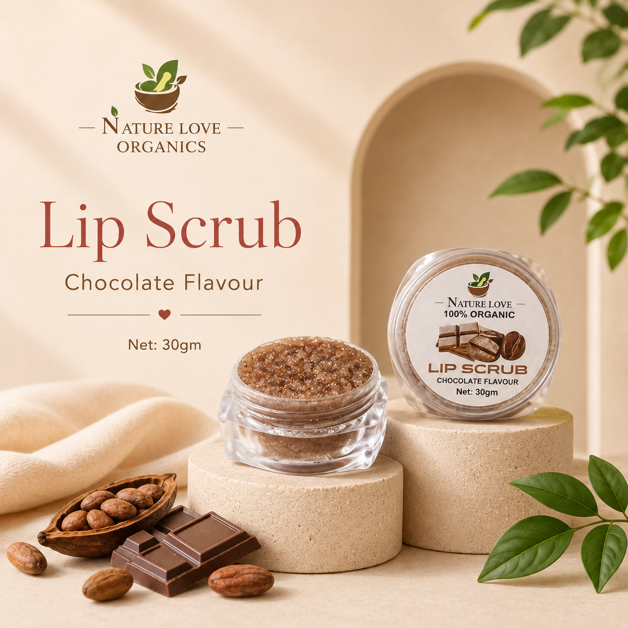 Nature Love Organics Chocolate Lip Scrub - Image 3